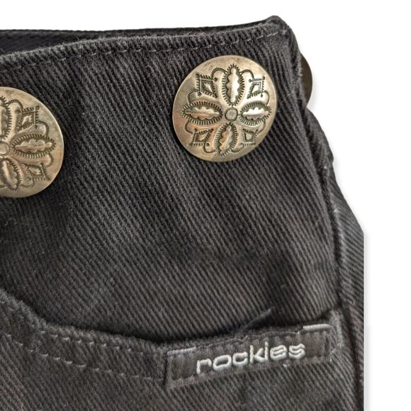 Rocky Mountain Jeans 31x32 Concho Button Southwest Denim Black 90's Rockies - Picture 4 of 11